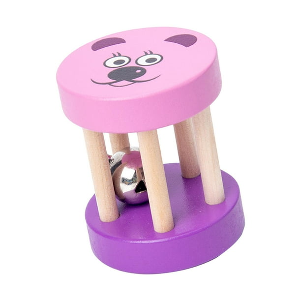 Sonajero de madera para bebé, juguete infantil con campana, regalo para gatear de 0 a 2 años. Violeta
