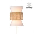 thumbnail image 5 of Globe Electric 2-Light Plug-in Hardwire Indoor Wall Sconce White Fabric Rattan Shade, 5 of 10