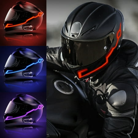 Motorcycle Riding Helmet TSV LED Cold Light for Motorcycle Helmets Kit Night Riding Signal Flashing Bar Cool Light Strip Fashion LED Light for Motorcycle Helmet ()