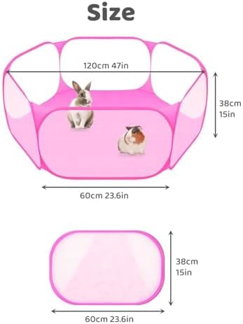 Small Animal Playpen, Pop-Up Portable Play Yard for Guinea Pigs, Rabbits, Hamsters, Hedgehogs, Foldable Exercise Fence with Breathable Mesh for Indoor Outdoor Use