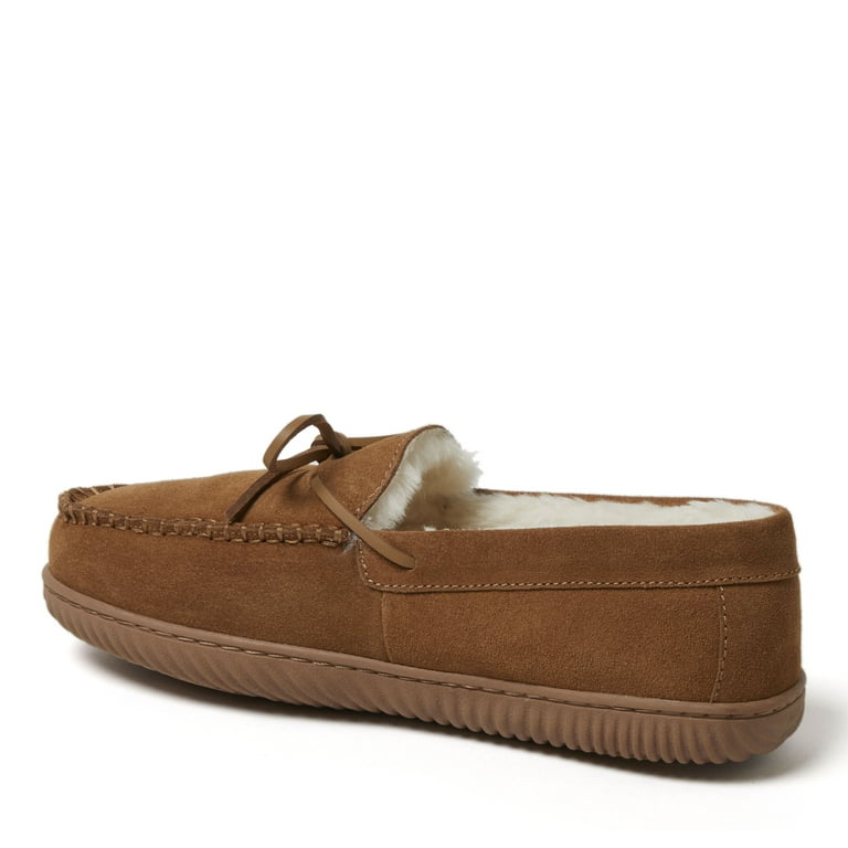 Dearfoams Men's Douglas Genuine Suede Moccasin House Shoe Slipper