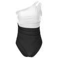 thumbnail image 4 of Swimsuits for Women 2026 Women Oversized Sleeveless Splicing Swimsuits One Shoulder Double Straps Sleeveless Swimwear White,M, 4 of 6