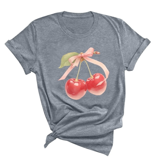 Blusas de Manga Corta para las Mujeres Divertida Impresión Cuello Redondo Camiseta Vintage, Blusas de Primavera para las Mujeres