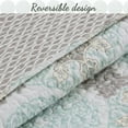 thumbnail image 7 of Cozy Line Home Fashions Green Grey Damask Reversible Bedding Quilt Set (Aqua Melody, King - 3 Piece), 7 of 7