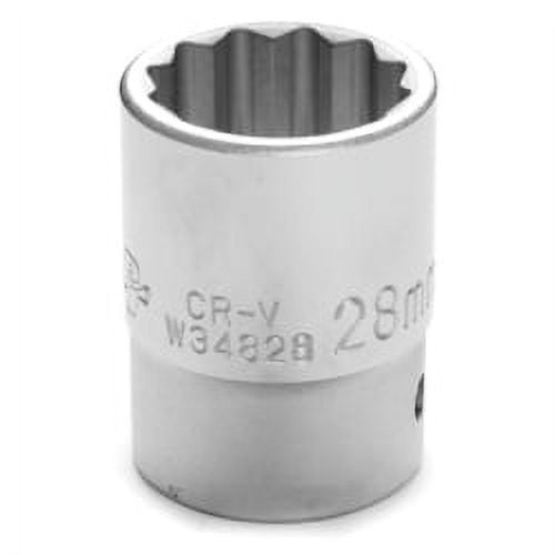 Chrome Socket, 3/4 Drive, 28mm, 12 Point, Shallow