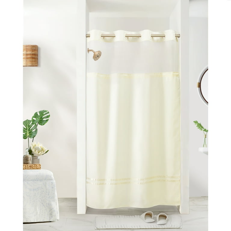 Barossa Design No Hook Needed Stall Shower Curtain with Snap-in
