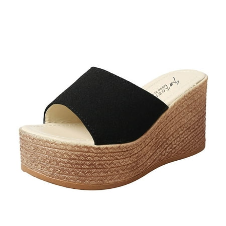 

GNEIKDEING Slippers For Women Ladies Wedges Slippers Causal Peep Toe Shoes Cl ic Fit Sandals Gift on Clearance