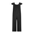 thumbnail image 5 of Womens Fashion Summer Solid Casual V Neck Sleeveless Belted High Waist Long Pants Rompers, 5 of 8