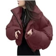 thumbnail image 1 of Chaquetas y abrigos casuales sin capucha de manga larga para mujer, abrigo de moda con bolsillo y cremallera, chaqueta larga de invierno de algodón con plumón de manga larga para mujer, 1 of 7