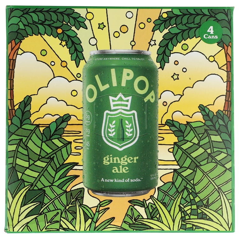 OLIPOP Prebiotic Ginger Ale, 12 fl oz, 4 Pack, Supports Digestive