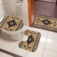 thumbnail image 4 of Brown Southwest Bath Mat 3 Piece Bathroom Rug Set, Boho Aztec Ethnic Abstract Geometric Non Slip Bath Rug Contour Mat and Toilet Lid Cover, Absorbent Shower Mats Soft Bath Rugs and Mats Sets, 4 of 8