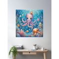 thumbnail image 2 of Adorable Underwater Octopus Kingdom Poster Wall Art, Modern Wall Decor For Living Room Bedroom, 30x30 UNFRAMED, 2 of 3