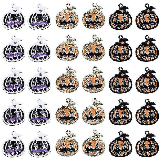 30 piezas de chapado en negro y blanco de aleación para el Grupo de colgantes de Halloween