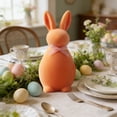 thumbnail image 4 of chaungfeng 1PCS Flocked Bunny Easter Decorations with Bow Ties, 5.91 Inch Pastel Rabbit Figurines for Easter Centerpieces, Spring Home Tabletop Shelf Decor & Seasonal Gift (Orange), 4 of 6