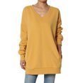 thumbnail image 1 of TheMogan Women's PLUS Oversized V-Neck Long Sleeve Pocket Fleece Sweatshirts, 1 of 7