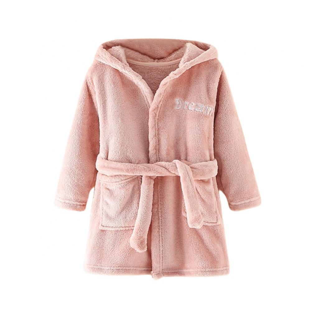 Unisex Toddler Towel Robe Hooded Pajama Sleepwear Infant Baby Flannel Bathrobes 