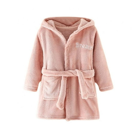 

Hooded Boy s Girl Fleece Soft Spa Kimono Long Robe Kids Comfy Sleepwear Bathrobe