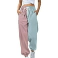 thumbnail image 2 of Womens Sweatpants Fashion Women's Loose Breathable Color Blocking Gradient Casual Pants Side Pockets Leg Opening Drawstring Seasonal Casual Pants Fashion Clothing, 2 of 4