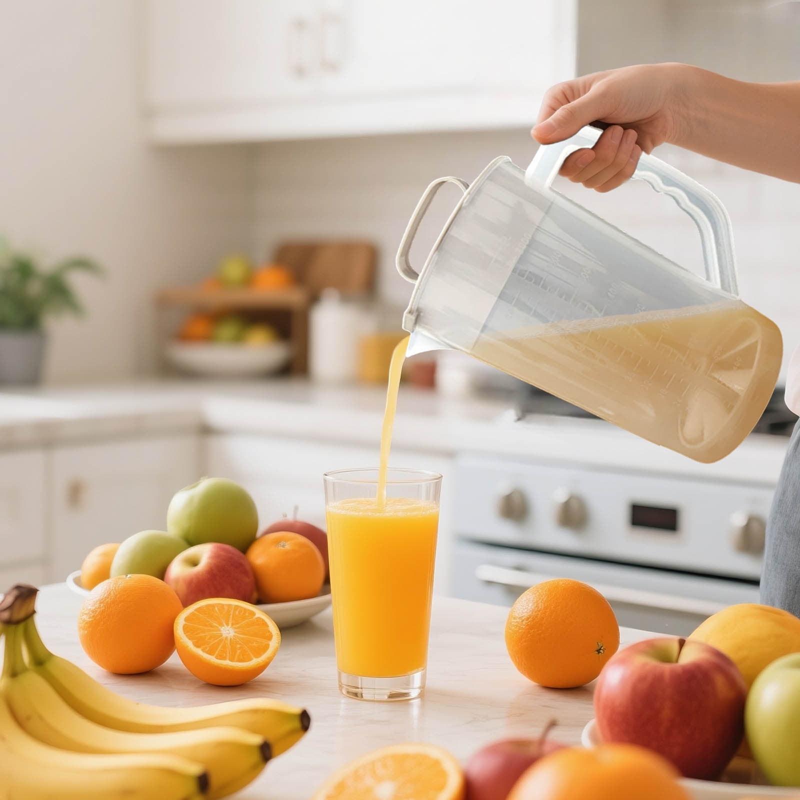 2000ml Mixing Pitcher For Beverages Juice Tea Milk Lemonade With Lid And Plunger Stirrer Clear Wide Mouth Drink Container