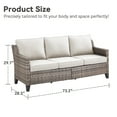 thumbnail image 5 of PPorfamilia Outdoor 3 Seater Sofa, Patio PE Rattan Deep Seat Couch with Beige Cushions, for Porch Balcony Backyard, 5 of 6