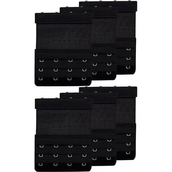 Nvzi Women Bras Strap Extension Elastic Bra Extender 4 Hook for Plus Size Black 6pcs