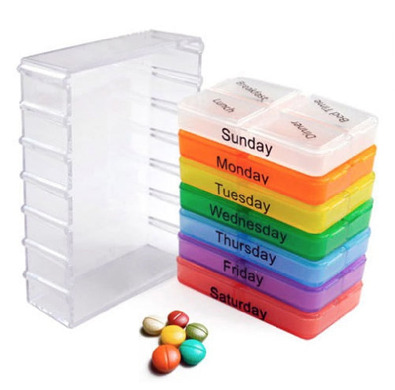 Meigar AUCH Portable Travel Weekly Pill Box Organizer Reminder 7 Day