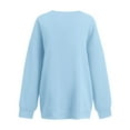 thumbnail image 5 of VISALY V Neck Pullover Sweater Tunic Sweatshirt Oversized Sweatshirt Casual Fleece Pullover Sweaters Cute Long Sleeve Shirts Tops Pullover Sweatshirts Half Zip Pullover Loose Sweatshirt Light Blue M, 5 of 6