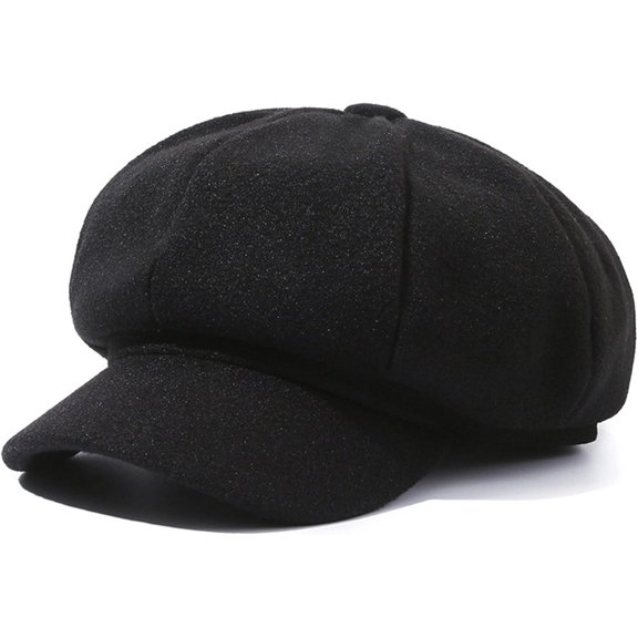 CoCoMangos Retro Wool Blend Newsboy Caps for Women Winter Warm Octagonal Painter Beret Solid Cabbie Bakerboy Cap Medium