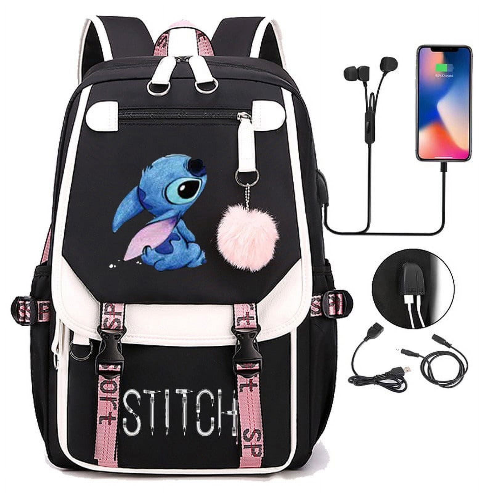 Stitch School Bag Stitch Backpack Student School Bag Usb Charging Bag Computer Bag Thickened Large Capacity Travel Bag Back to School Backpack