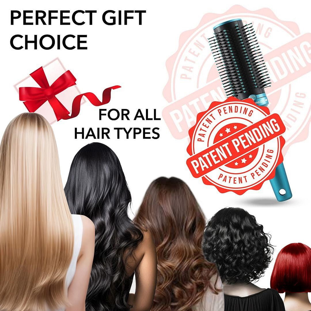 Hair Brushes for Women - Curly Hair Blow Dryer Brush Self Cleaning Detangler Round Brush for Blow Out - Roller Retractable Travel Blue Christmas Gifts