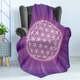thumbnail image 4 of Geometry Soft Flannel Fleece Throw Blanket, Abstract Overlapping Circles on Vibrant Background Print, Cozy Plush for Indoor and Outdoor Use, 70" x 90", Fuchsia and Purple, by Ambesonne, 4 of 5