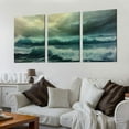 thumbnail image 2 of JRXY Ocean Waves Print Wall Art, Long Narrow Horizontal Canvas Wall Art for Lake House Decor, Beach Painting for Bedroom Over Bed Decor Artwork 12''x16''X3 Panels 12x16x3pcs, 2 of 4