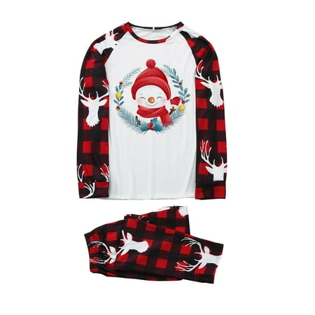 

Christmas Gifts Matching Family Pajamas Sets Christmas PJs with Letter and Plaid Printed Long Sleeve Tee and Bottom Loungewear Sleepwear
