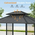 thumbnail image 4 of 11' x 13 Outdoor Octagon Gazebo, Outdoor Pavilion Hardtop Gazebo with Double Tiered Ventilated Roof, Dual Rails and Ceiling Hook for Patio, Garden, Backyard Shade, 4 of 8