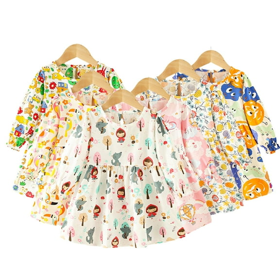 Esaierr Girls Spring Fall Dresses Long Sleeve Kids Simple Skirt Dress Teen Girls Fashion Fall Winter Casual Dress Clothes Outfits for Toddler Baby 1-8 T