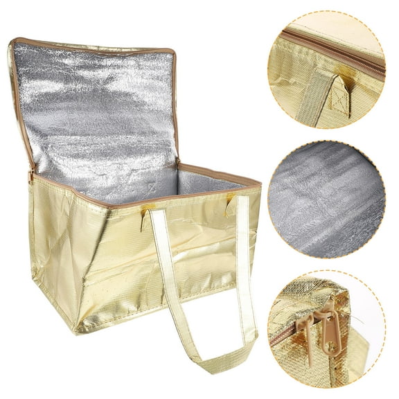 HOMEMAXS  Insulation Bags Insulated for Groceries Pizza Shopping Golden
