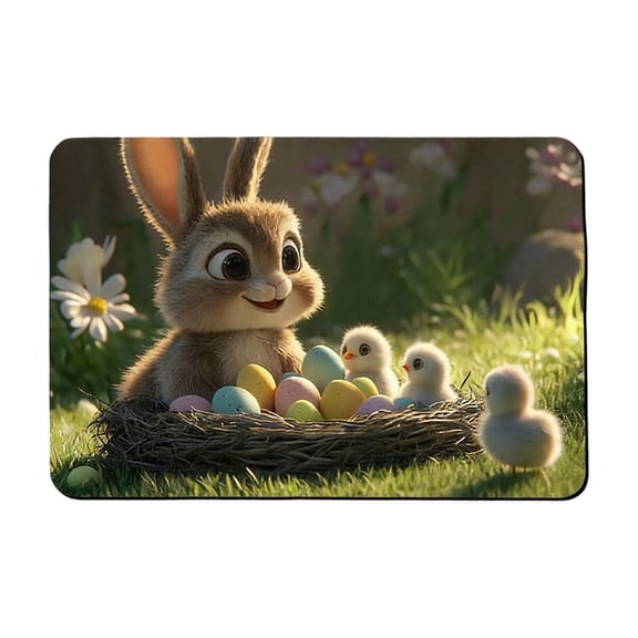 Easter Day Nonslip Kitchen Mat, Absorbent Polyester Floor Rug, Dirt Proof Door Mat for Kitchen, Entryway, Bathroom, and Porch, Multi-Purpose Waterproof Runner