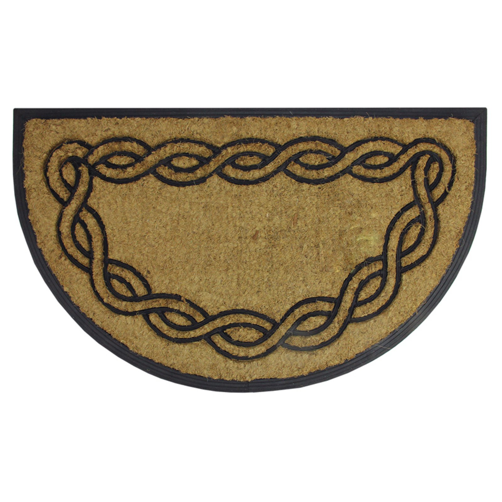 Northlight Decorative Black Rubber and Coir Outdoor Half Round Door Mat