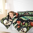thumbnail image 3 of Homewish Bohemian Skull Moths Queen Comforter Set,Botanical Mushrooms Comforter Sets Queen,Black Green,Black Reversible,3 Pieces,1 Comforter and 2 Pillowcases, 3 of 7
