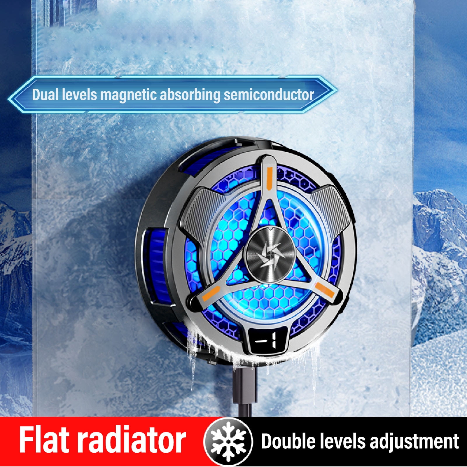 Tablet Cooler for Magnetic Phone Cooling Fan Magnetic Tablet Cooler for IOS Tablet Two Levels Adjustable Efficient Cooling Type C Interface Universal Phone Cooler