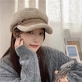 thumbnail image 2 of SikaFu Autumn And Winter New Patchwork Plush Curved Brim Beret For Women And Japanese Versatile Warmth, Retro Fashionable Temperament, Octagonal Hat Trend, 2 of 8