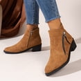 thumbnail image 2 of asddcavvf Ladies Fashion Retro Leopard Pattern Suede Pointed Zipper Thick Heel Ankle Boots, 2 of 8