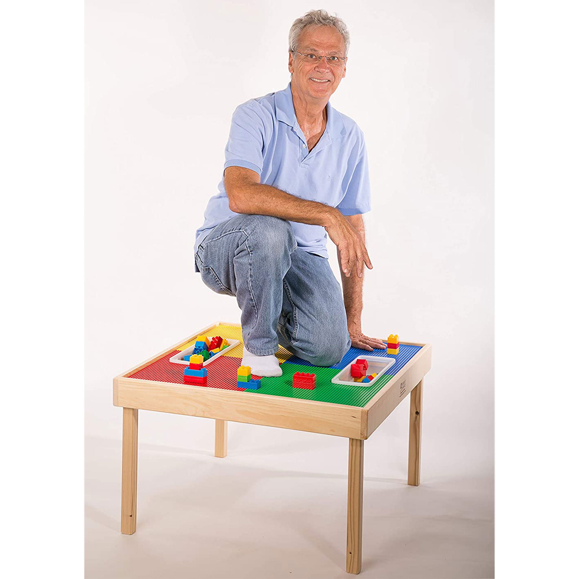 Fun Builder® Mesa de juego de actividades para niños, compatible con  bloques de la marca Lego® con red de almacenamiento integrada para  limpieza, 32 x