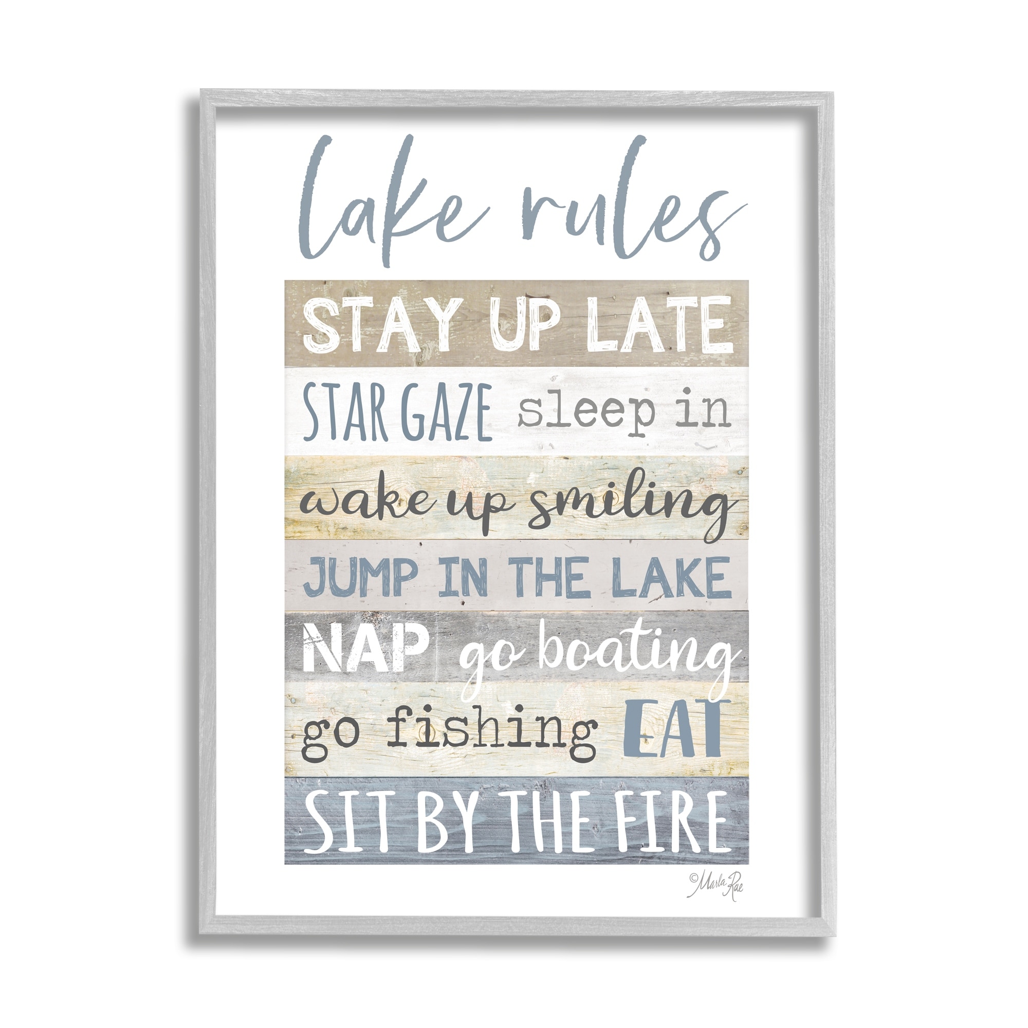 Stupell Industries Lake Rules Typography Rustic Vacation Cabin Sign Framed Wall Art, 24 x 30, Design by Marla Rae