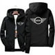 thumbnail image 2 of Chaqueta Bomber con capucha y cremallera para hombre, último estampado de patrón Mini Cooper, cortavientos informal Xipper, coche de moda, primavera y otoño, 2 of 5