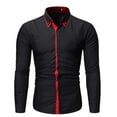 thumbnail image 3 of Men‘s Spring Color Matching Turndown Collar Long Sleeve Casual Shirts Blouse, 3 of 5