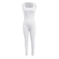 thumbnail image 4 of Siilsaa Women Workout Seamless Jumpsuit Yoga Ribbed Bodycon One Piece Square Neck Leggings Romper White,S, 4 of 5