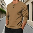 thumbnail image 2 of Huoegna Mens Long Sleeve Shirts Button T-Shirts Casual Loose Pullover Shirts Basic Tee Shirts Lightweight Fall Tops, 2 of 5