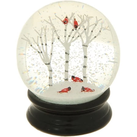 Winter Snow Globe : 4.5 Inch Cardinal Snow Globe (Birch Trees)