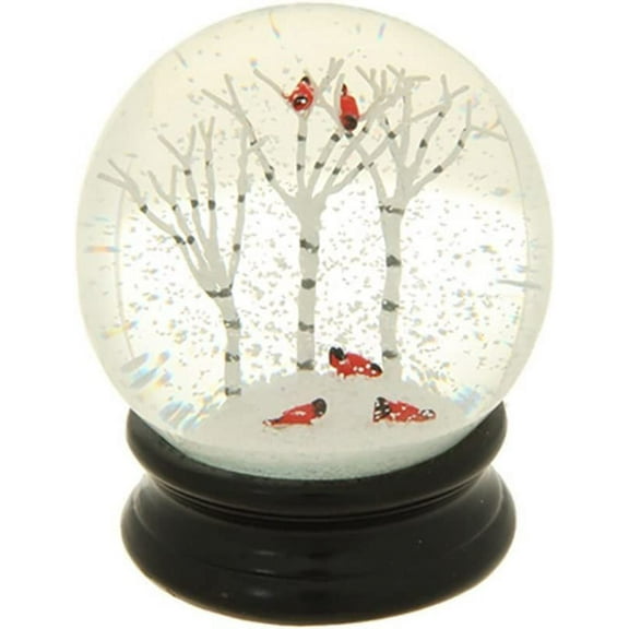 Winter Snow Globe : 4.5 Inch Cardinal Snow Globe (Birch Trees)